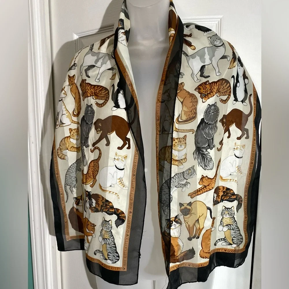 Basha Here Kitty Kitty Good Kitty Scarf Crazy Cat Lady Cats Kittens AA09